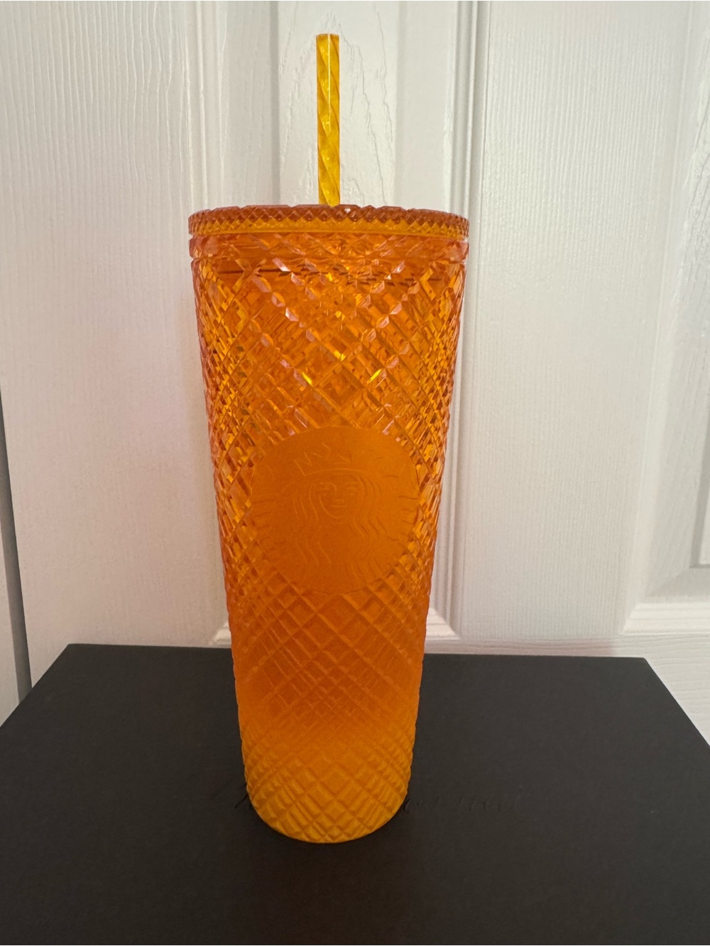 Starbucks Orange Textured Tumbler with Straw